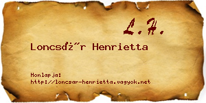 Loncsár Henrietta névjegykártya